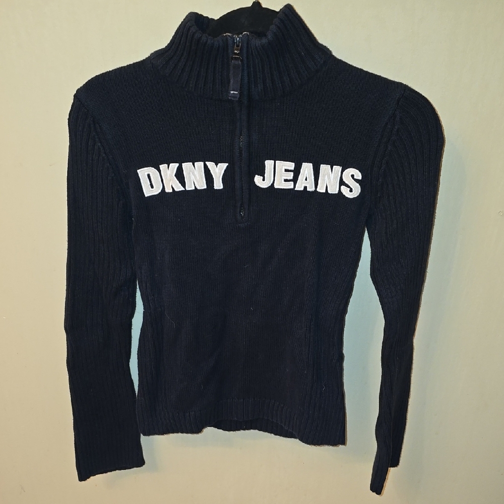 DKNY Navy Ribbed Knit Sweater